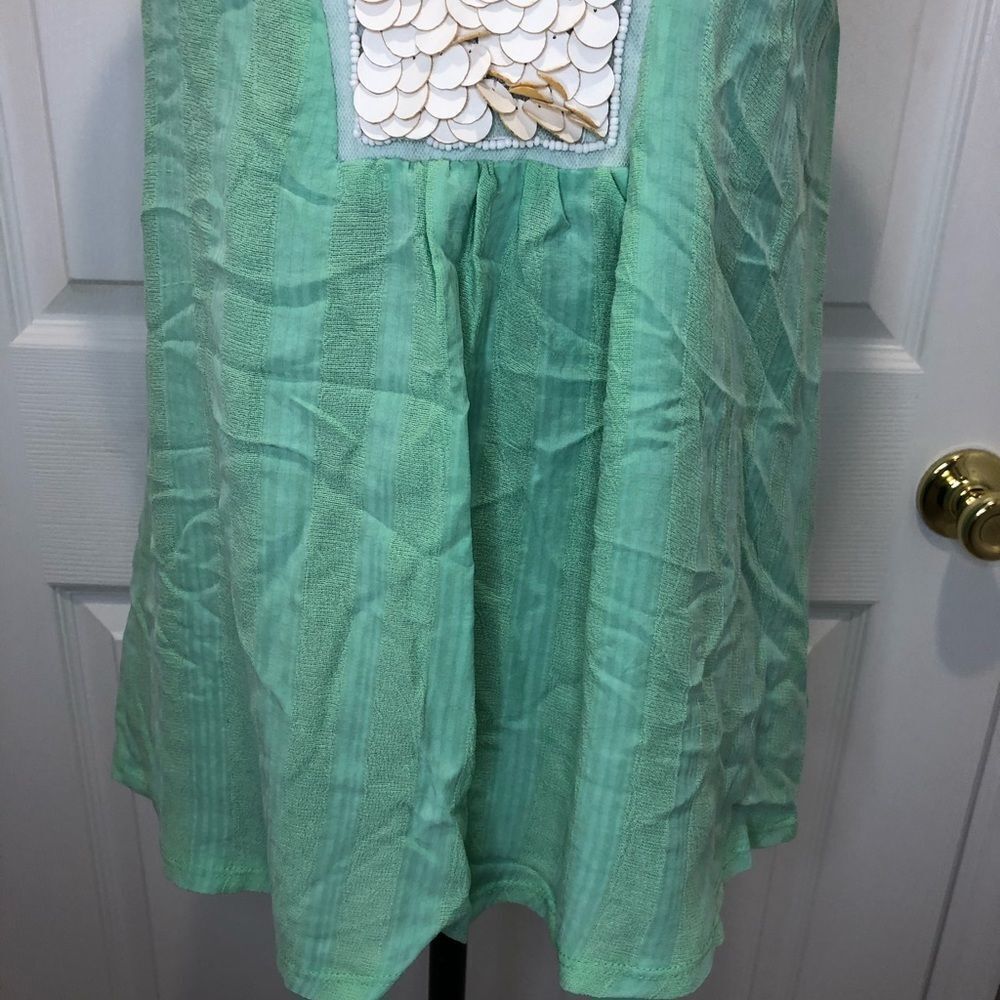 Liv Los Angeles mint green beaded tank blouse - Picture 8 of 10